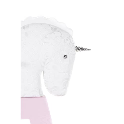 Cheval à bascule Arion Pink cuir bois rose / H 180 cm - Pièce unique signée numérotée / Modèle d\'expo - Moooi - Rose - Chêne, Cuir écologique brodé, Métal chromé