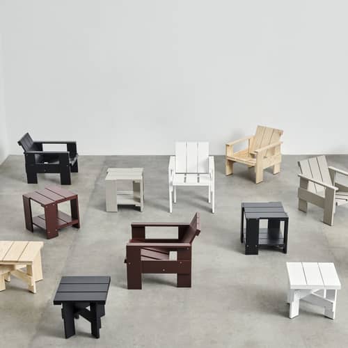 Crate Outdoor Coffee table wood white / Gerrit Rietveld - 49.5 x 49.5 x H 45 cm - Hay - White - Solid pine