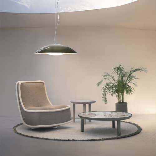 Fauteuil pivotant Bonheur du jour / Philippe Starck - Kartell - Greige / Passepoil blanc - Acier, Mousse PU, Tissu bouclé