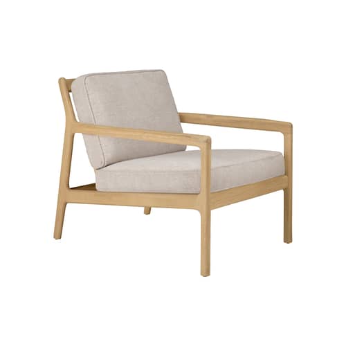 Fauteuil rembourré Jack Indoor tissu beige - Ethnicraft - Tissu ivoire / Chêne naturel - Chêne massif, Mousse HR, Tissu