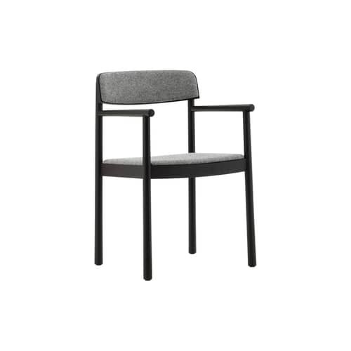 Fauteuil rembourré Timb tissu gris - Normann Copenhagen - Tissu gris (Hallingdal 166) / Frêne noir - Contreplaqué de frêne, Frêne massif, Mousse, Tissu