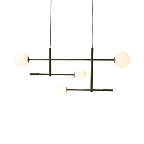 Copenhagen Pendant metal green / L 97 cm - Mobile arms - It\'s about Romi - Green - Lacquered iron, Opal Glass