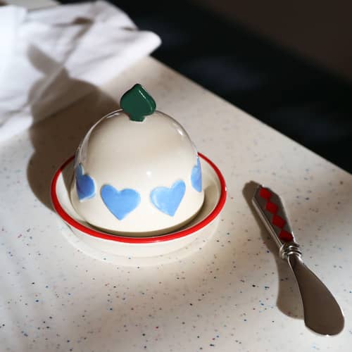 Pot Hearts céramique / Petit pot avec couvercle - Ø 10 x H 8 cm - & klevering - Bleu - Grès
