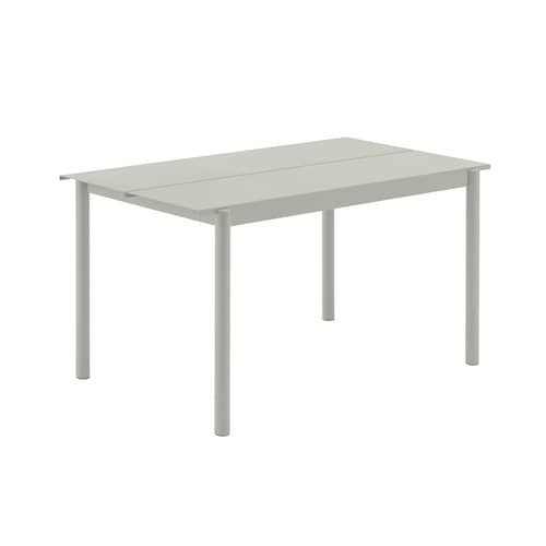 Linear Rectangular table metal grey / Steel - 140 x 75 cm - Muuto - Light grey - Powder-coated steel
