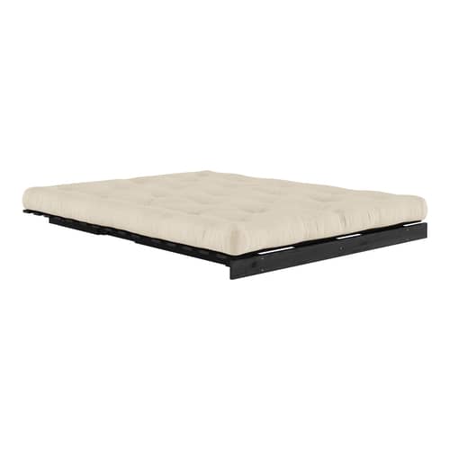 Schlafcouch Roots holz beige / B 160 cm - 3 Positionen / Schwarze Struktur - KARUP - Beige 747 / Schwarz - FSC-zertifizierte, lackierte Massivkiefer, Gewebe, Recycelte Mischfasern, Schaumstoff
