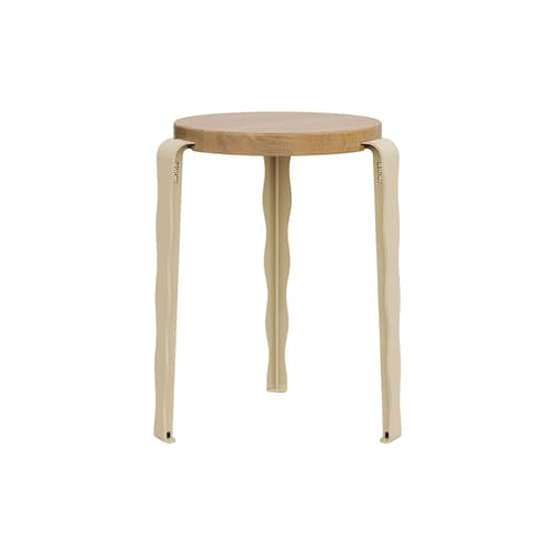 Sgabello Lou Vague by Uchronia legno beige / Quercia - TIPTOE - Quercia / Beige - Acciaio termolaccato, Rovere massello eco-certificato