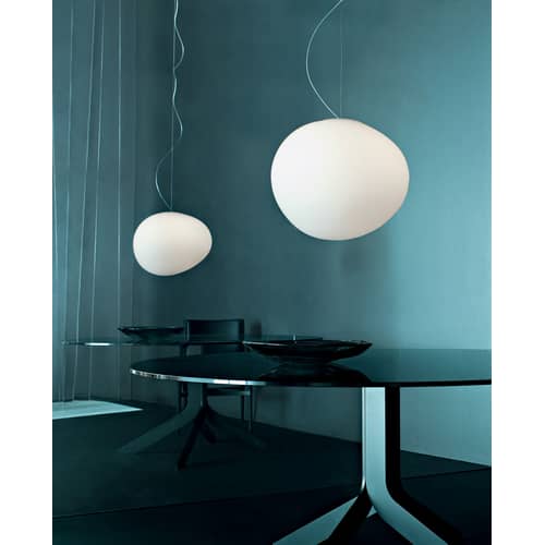 Suspension Gregg Grande LED My Light verre blanc / L 47 cm / Bluetooth - Ludovica+Roberto Palomba, 2008 - Foscarini - Blanc - Métal laqué, Verre soufflé