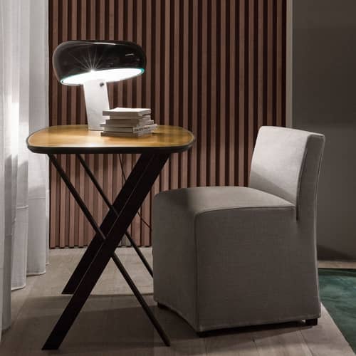 Snoopy Table lamp metal black / Marble Base - Castiglioni, 1967 - Flos - Glossy black - Carrare marble, Painted metal