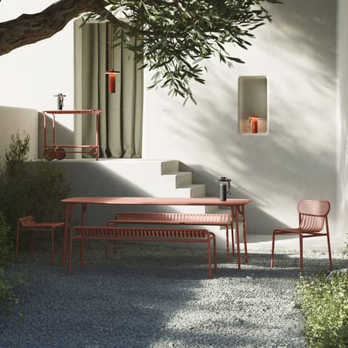 Tabouret empilable Week-end métal rouge / Aluminium - Petite Friture - Rouge brun - Aluminium