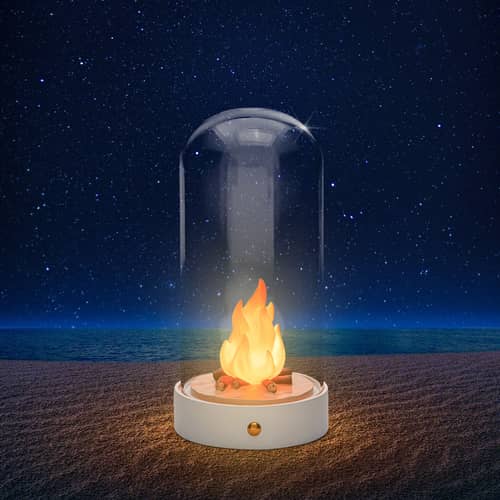 Tischleuchte My Little Bonfire glas bunt / LED - Ø 11 x H 22 cm - Seletti - Bonfire - Glas, Harz