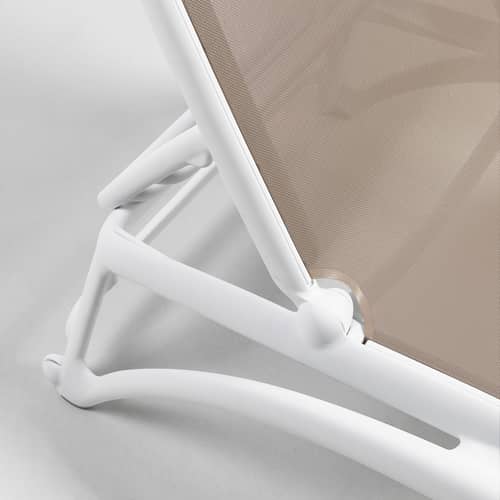 Transat inclinable à roulettes Atlantico blanc - NARDI - Blanc / Toile Taupe - Résine de fibre de verre, Toile outdoor