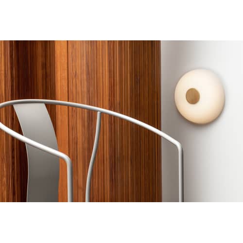 Tropico Piccola LED Wall light glass white / Ceiling light - Ø 24 cm / Blown glass - Fontana Arte - Opaline white / Gold - Blown glass, Galvanized metal