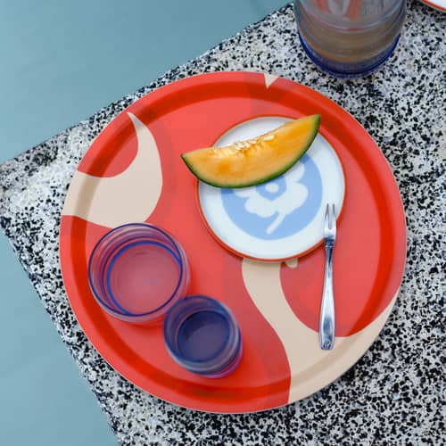 Assiette à dessert Unikko Lautanen céramique bleu / Ø 20 cm - Marimekko - Unikko Lautanen / Bleu ciel - Grès