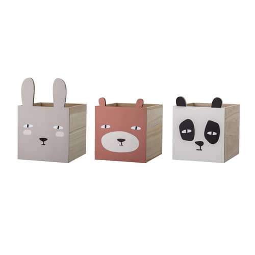 Bibliothèque Animaux bois multicolore / 3 tiroirs - L 107 x H 94 cm / Seconde vie - Bloomingville - Gris / Bois - Bois de paulownia, MDF