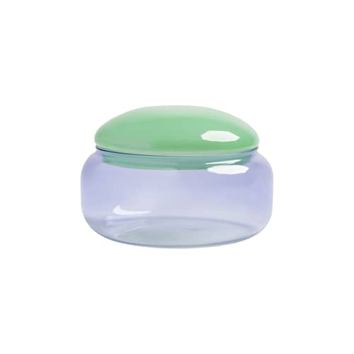 Boîte Puffy verre multicolore / Ø 18 x H 12,5 cm - & klevering - Ø 18 x H 12,5 cm / Vert & lilas - Verre