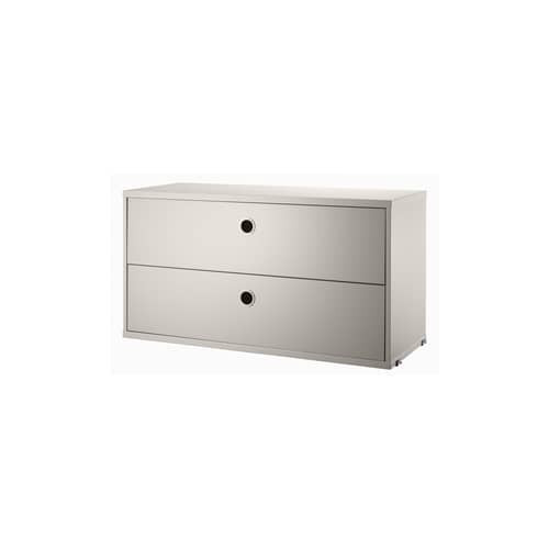 Caisson / 2 tiroirs - L 78 x P 30 x H 42 cm - String Furniture - Beige - Acier inoxydable, MDF laqué