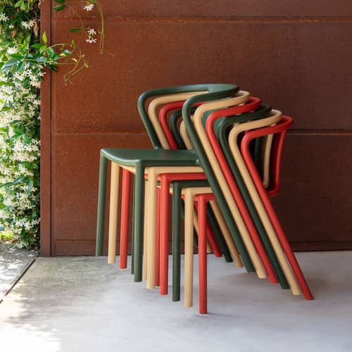 Fauteuil empilable Air-Armchair plastique vert / Jasper Morrison, 2006 - Magis - Vert foncé - Polypropylène chargé de fibre de verre