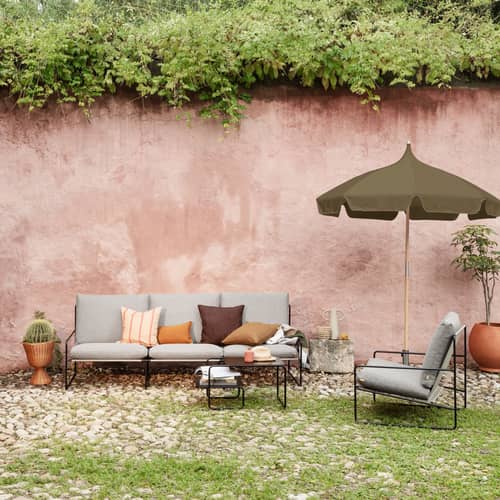 Fauteuil rembourré Desert Dolce - Ferm Living - Sable foncé (tissu Dolce) / Beige Cachemire - Acier galvanisé, Mousse polyuréthane, Tissu polypropylène