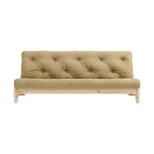 Divano convertibile Fresh legno beige / L 200 cm - 3 posti - KARUP DESIGN - Beige dorato 758 / Pino chiaro - Espanso, Fibre riciclate miste, Pino massello certificato FSC, Tessuto