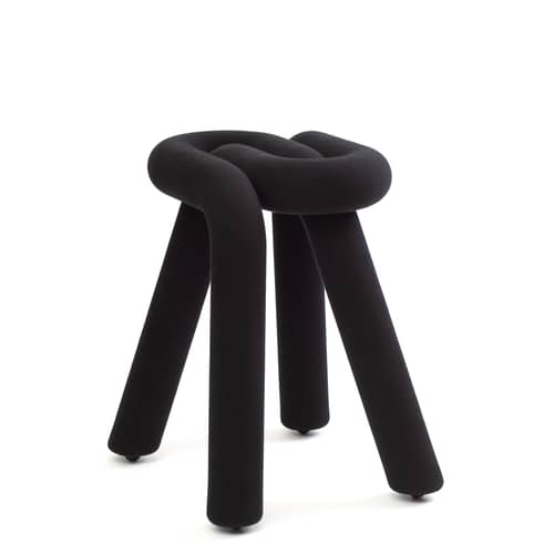 Gepolsterter Hocker Bold textil schwarz / Gepolstert - Moustache - Schwarz - Gewebe, Polyurethan-Schaum, Stahl