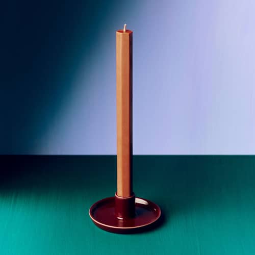 Kerzenleuchter Disc Small keramik braun / Für Langkerzen mit einem Durchmesser von 2,2 cm - Hay - Braun - Fayence