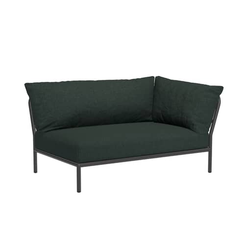 Canapé de jardin modulable Level 2 / Dossier extra moelleux - Angle droit - L 139 x P 92,5  cm - Houe - Vert Alpin (tissu Heritage) - Acier thermolaqué, Mousse polyuréthane, Tissu Sunbrella Heritage