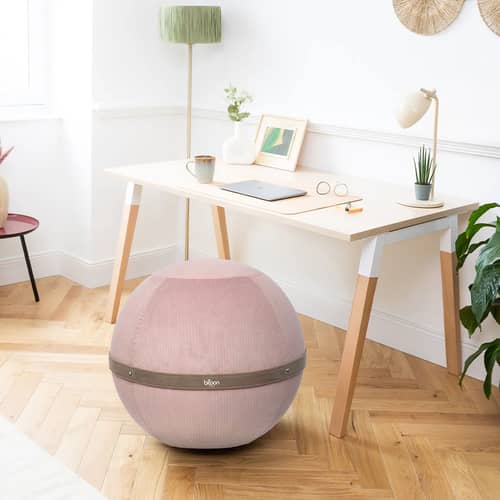 Pouf Côtelé Regular rose / Ergonomique - Ø 55 cm / Velours côtelé - BLOON PARIS - Pétale - PVC, Velours côtelé