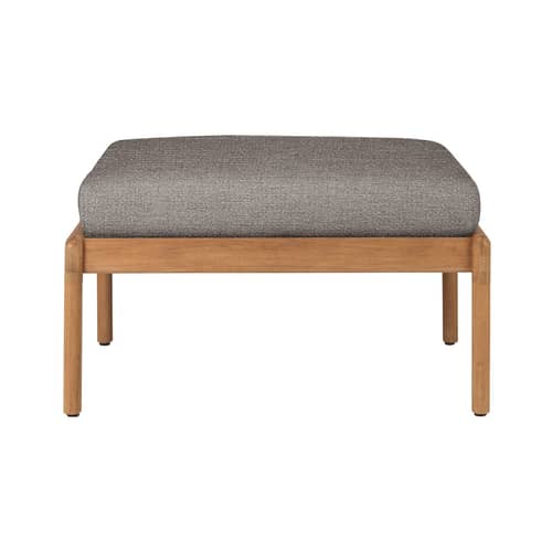 Pouf d\'extérieur Jack Outdoor   / Teck - 71 x 54 cm - Ethnicraft - Moka - Mousse, Teck massif, Tissu polypropylène