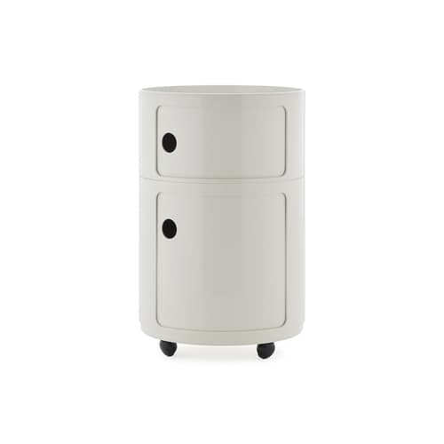 Rangement Componibili New Big plastique blanc / 2 tiroirs - Ø 42 x H 61,5 cm - Kartell - Blanc - ABS