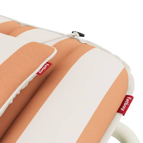 Schrägstellbarer Liegestuhl Sunbun textil orange / Matratzen inklusive - Fatboy - Terracotta Struktur / Orange gestreiftes Kissen - Leinen, Olefin Stoff, Schaumstoff, Thermolackiertes Aluminium