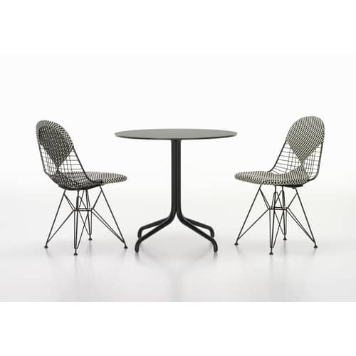 Sedia imbottita Wire Chair DKR metallo tessuto nero / imbottita - By Charles & Ray Eames, 1951 - Vitra - Tessuto bianco e nero (Checker) / Struttura nera - Acciaio laccato epossidico, Schiuma di poliuretano, Tessuto