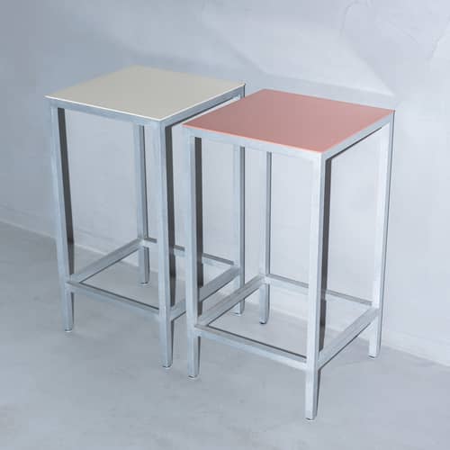Sgabello alto Alu Stool metallo rosa / Pannello Pannello medium - H 65 cm - valerie objects - Rosa - Alluminio