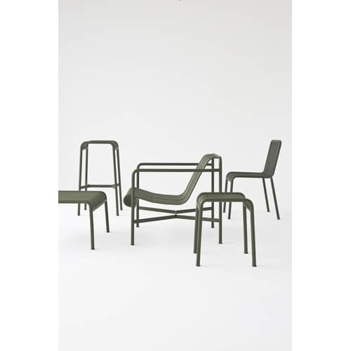 Palissade Stool metal grey black H 45 cm  - R & E Bouroullec - Hay - Anthracite - Electro galvanized steel, Epoxy paint