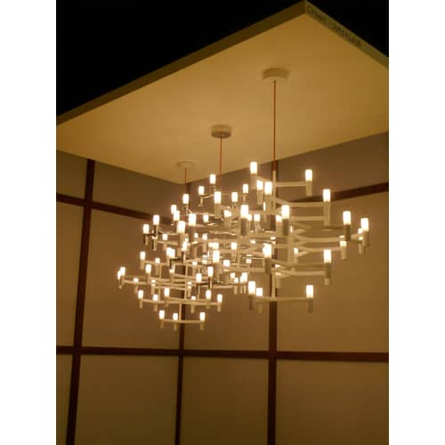 Suspension Crown Major métal blanc / Ø 113 cm - Nemo - Blanc - Aluminium, Verre sablé