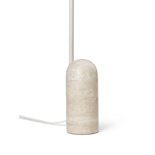 Arum Table lamp metal stone white beige / Metal & stone Adjustable - Ferm Living - Cashmere beige - Epoxy lacquered steel, Travertine stone