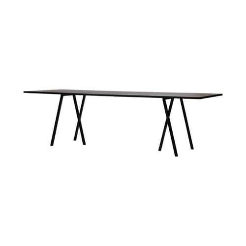 Table rectangulaire Loop  / L 180 cm - Stratifié finition linoleum - Hay - Noir - Acier laqué