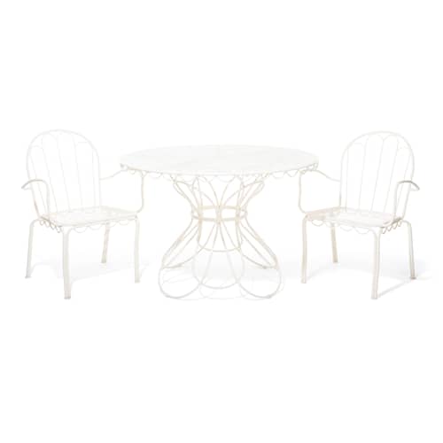 Table ronde Al Fresco métal blanc / Ø 120 cm - Trou pour parasol - BUSINESS & PLEASURE - Blanc Antique - Acier