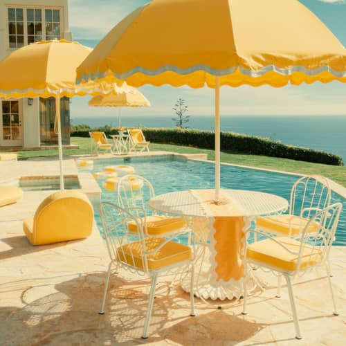 Table ronde Al Fresco métal blanc / Ø 120 cm - Trou pour parasol - BUSINESS & PLEASURE - Blanc Antique - Acier