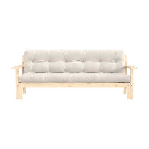 Divano convertibile Unwind legno bianco / L 218 cm - KARUP - Lino 914 / Pino chiaro - Espanso, Fibre riciclate miste, Pino massello certificato FSC, Tessuto