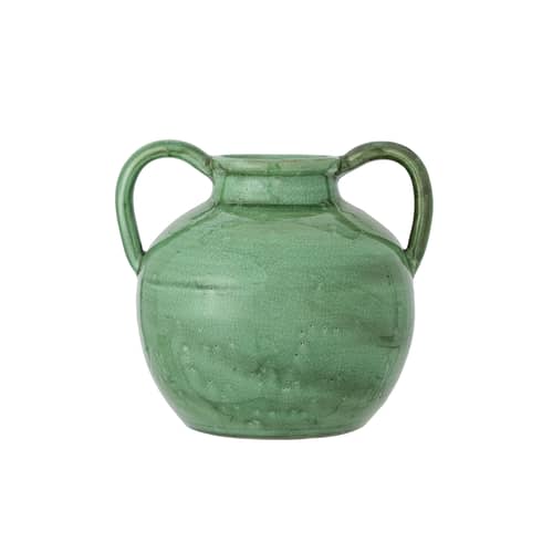 Vase Cham céramique vert / Terre cuite - Ø 26 x H 25,5 cm / Seconde vie - Bloomingville - Vert - Terre cuite émaillée