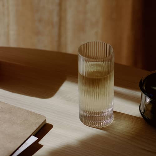 Set de 2 verres long drink Ripple / Ø 7 x H 16 cm (48 cl) - Ferm Living - Transparent - Verre soufflé bouche