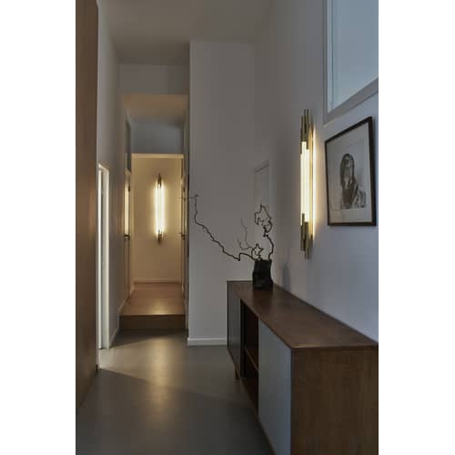 ORG Small Wall light glass white / LED - L 105 cm / Glass - DCW éditions - Brass / White - Anodized aluminium, Opal Glass