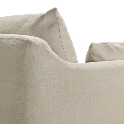 Sofa Weave textil weiß / 3-Sitzer - L 244 cm - Ethnicraft - Naturweiß Knochen -  Plumes, Furnier, Leinenmischung, Silikonkugeln