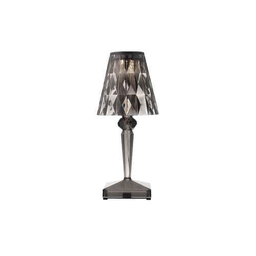 Battery LED Wireless rechargeable outdoor lamp plastic material grey / Ø 12 x H 30 cm - Recycled - Kartell - Smoked grey - Recycled PMMA