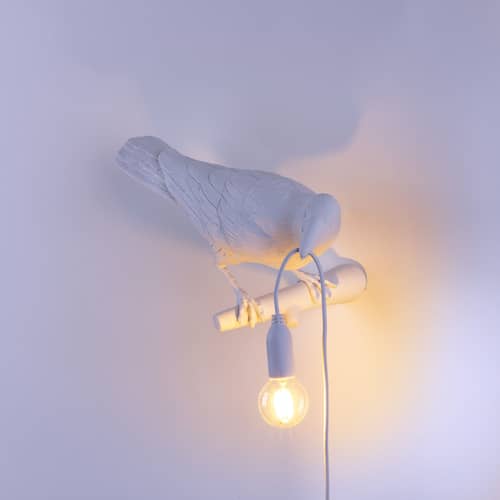 Applique d\'extérieur avec prise Bird OUTDOOR - Looking Right  - Seletti - Lampe / Blanc - Résine