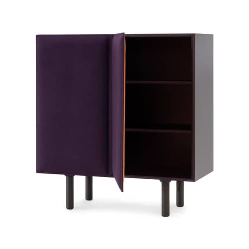 Buffet Tacito violet / L 100 x H 107 cm - Portes en feutre - Magis - Violet (intérieur portes : orange) - Aluminium anodisé, Feutre, MDF