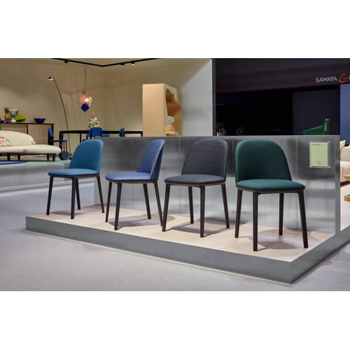 Chaise rembourrée Softshell Side Chair tissu gris / 4 pieds - Vitra - Gris Galet (tissu Dumet) - Mousse polyuréthane, Polyamide renforcé de fibre de verre, Tissu