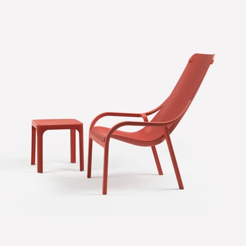 Net End table composite material orange / 40 x 40 x H 40 cm - NARDI - Coral - Fibreglass resin