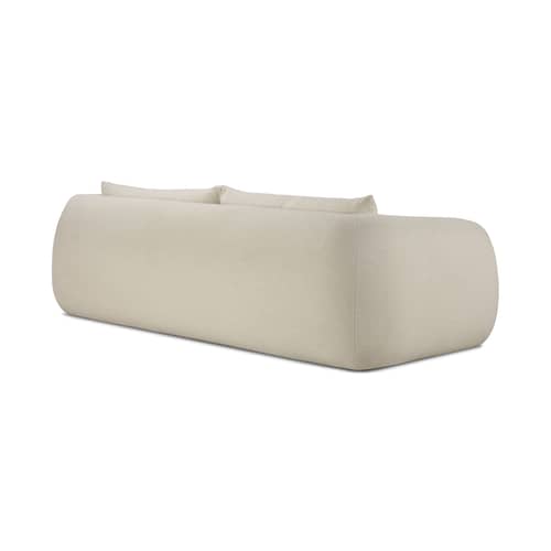 Canapé droit Figur tissu blanc / 3 places - L 244 cm - Ethnicraft - Craie - Contreplaqué, Mousse haute densité, Tissu