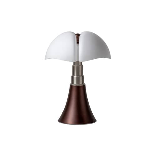 Lampe de table Pipistrello / H 66 à 86 cm - Gae Aulenti, 1965 - Martinelli Luce - Bronze - Acier chromé, Aluminium verni, Méthacrylate opalin